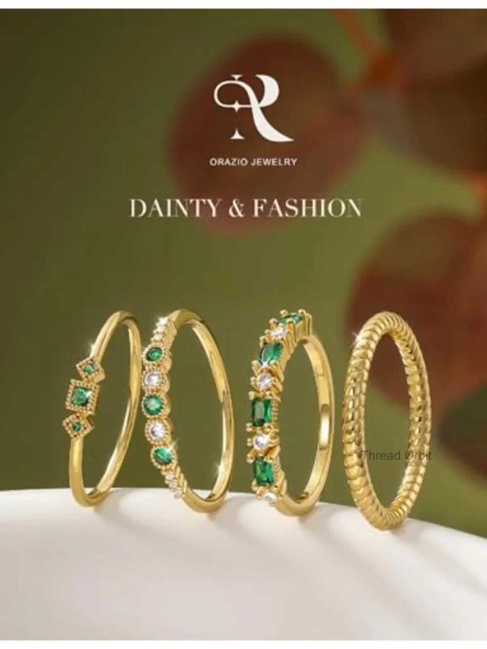 14K Gold Plated Stackable Ring Set for Women Non Tarnish Cubic Zirconia Wedding